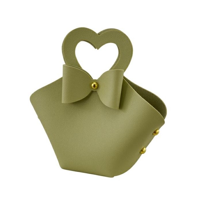 BORSETTA CUORE GRANDE VERDE 12X13